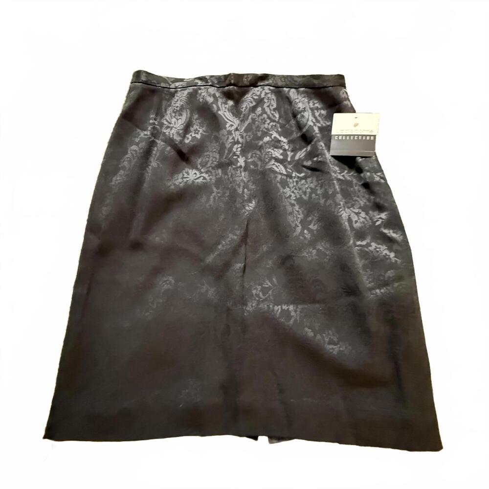 Vintage‎ Liz Claiborne Collection NWT Jacquard Black A line Skirt Size 12 y2k